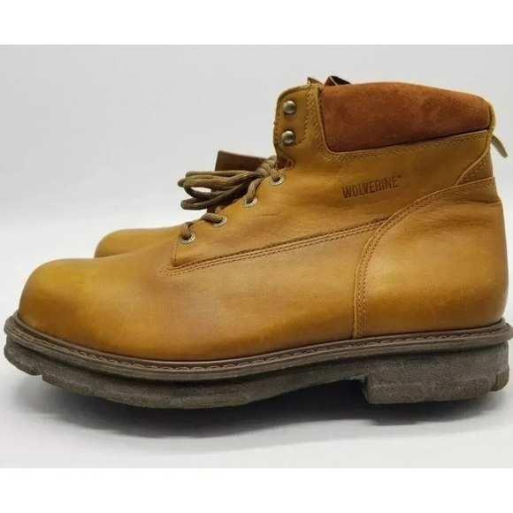 Wolverine Durashocks Work Boots Vibram Soles Fusion EH Tan Leather Men 14 E NWOB main image 4